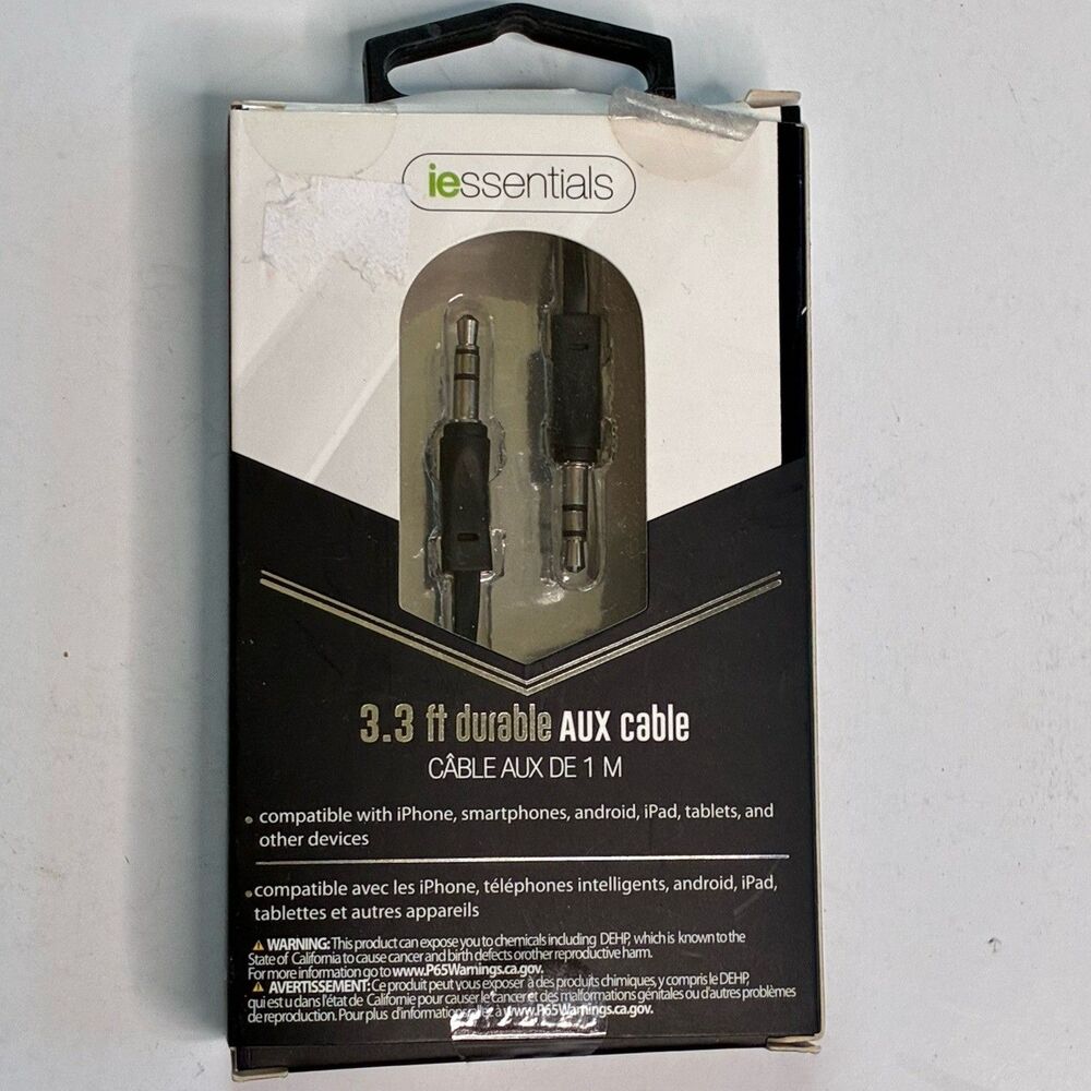 iessentials 3.3ft Durable Aux Cable For iPhone iPad Tablets Etc